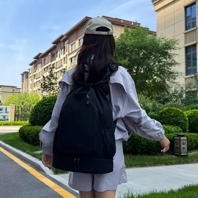 科物酷 轻便羽毛球束口袋运动包背包网球包便携球袋 牛津布 双肩包 男女同款情侣款 灰色/黑色/紫色/粉色/米白色/绿色