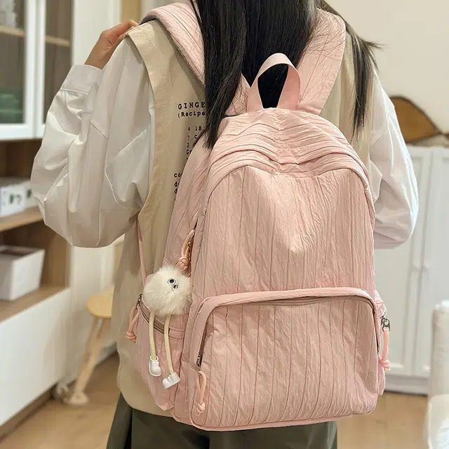 科物酷 简约纯色小清新百搭旅行 尼龙 双肩包 大号 男女同款情侣款 多色