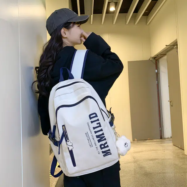 科物酷 百搭撞色初中高颜值背包高中大学设计感小众 尼龙 双肩包 男女同款情侣款 多色