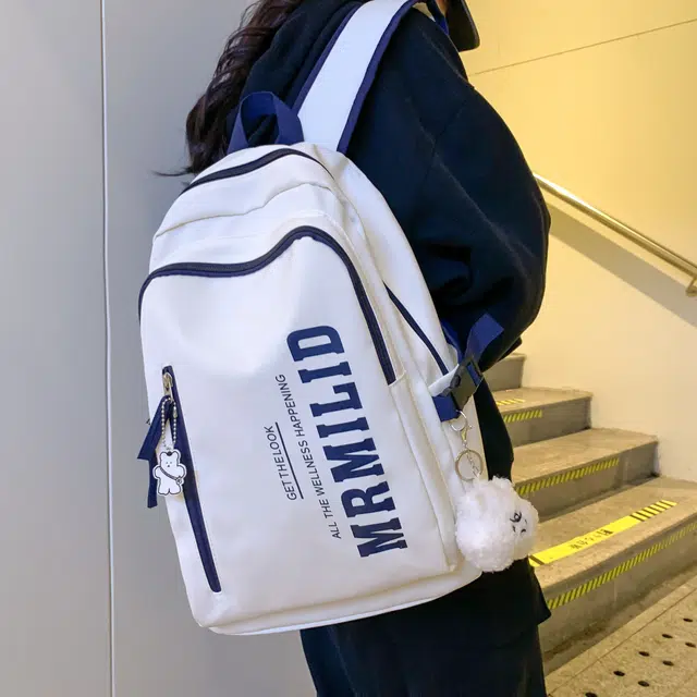 科物酷 百搭撞色初中高颜值背包高中大学设计感小众 尼龙 双肩包 男女同款情侣款 多色