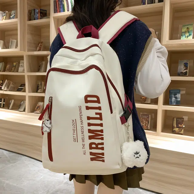 科物酷 百搭撞色初中高颜值背包高中大学设计感小众 尼龙 双肩包 男女同款情侣款 多色