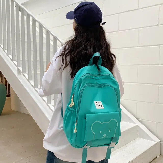 科物酷 韩版学院风高中初中可爱小熊背包 牛津布 双肩包 男女同款情侣款 多色