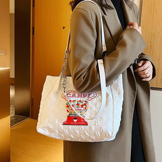 科物酷 高颜值百搭时尚 帆布 帆布包托特包单肩包 女款 红色/蓝色