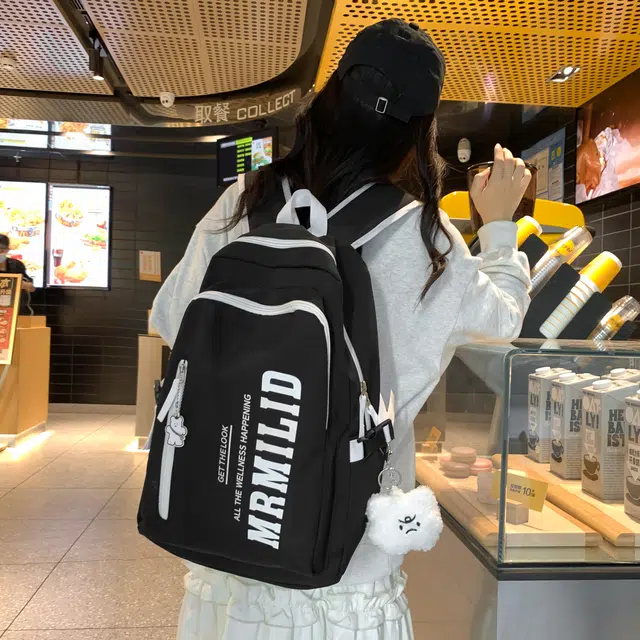 科物酷 百搭撞色初中高颜值背包高中大学设计感小众 尼龙 双肩包 男女同款情侣款 多色