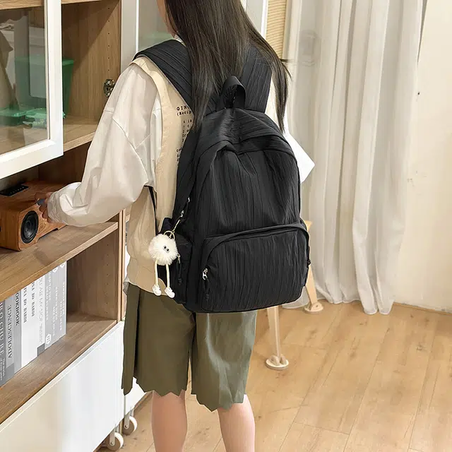 科物酷 简约纯色小清新百搭旅行 尼龙 双肩包 大号 男女同款情侣款 多色
