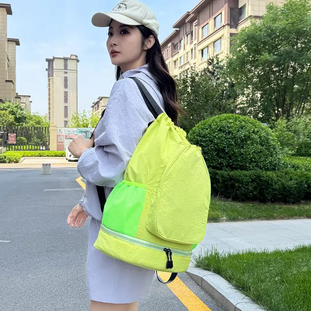 科物酷 轻便羽毛球束口袋运动包背包网球包便携球袋 牛津布 双肩包 男女同款情侣款 灰色/黑色/紫色/粉色/米白色/绿色