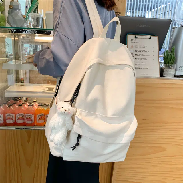 科物酷 纯色简约大容量商务 帆布 双肩包 常规 男女同款情侣款 多色