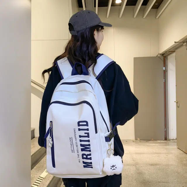 科物酷 百搭撞色初中高颜值背包高中大学设计感小众 尼龙 双肩包 男女同款情侣款 多色