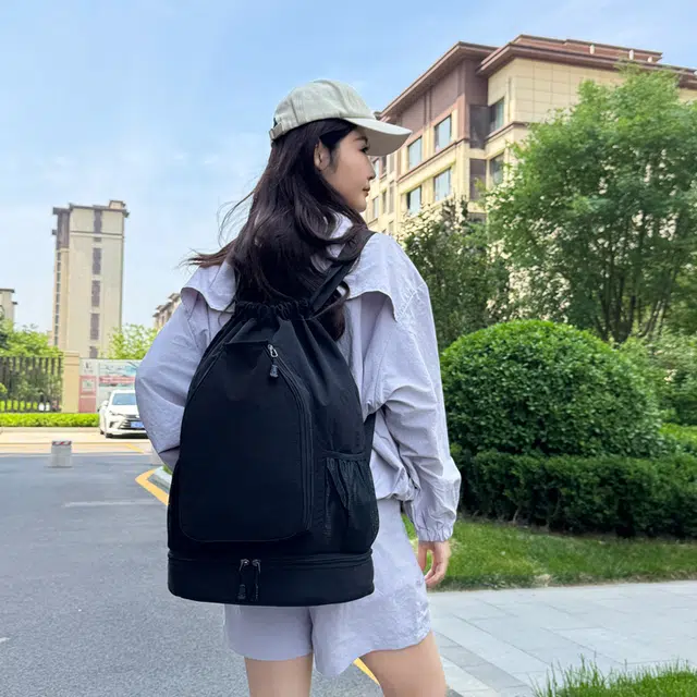 科物酷 轻便羽毛球束口袋运动包背包网球包便携球袋 牛津布 双肩包 男女同款情侣款 灰色/黑色/紫色/粉色/米白色/绿色