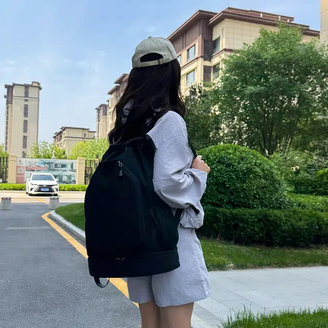 科物酷 轻便羽毛球束口袋运动包背包网球包便携球袋 牛津布 双肩包 男女同款情侣款 灰色/黑色/紫色/粉色/米白色/绿色