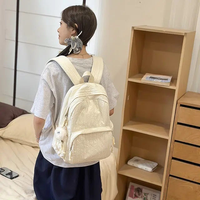 科物酷 简约纯色小清新百搭旅行 尼龙 双肩包 大号 男女同款情侣款 多色