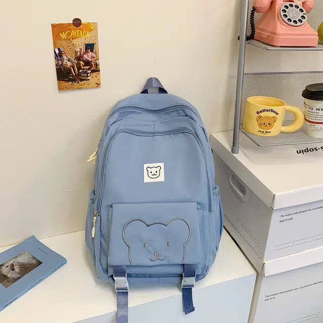 科物酷 韩版学院风高中初中可爱小熊背包 牛津布 双肩包 男女同款情侣款 多色