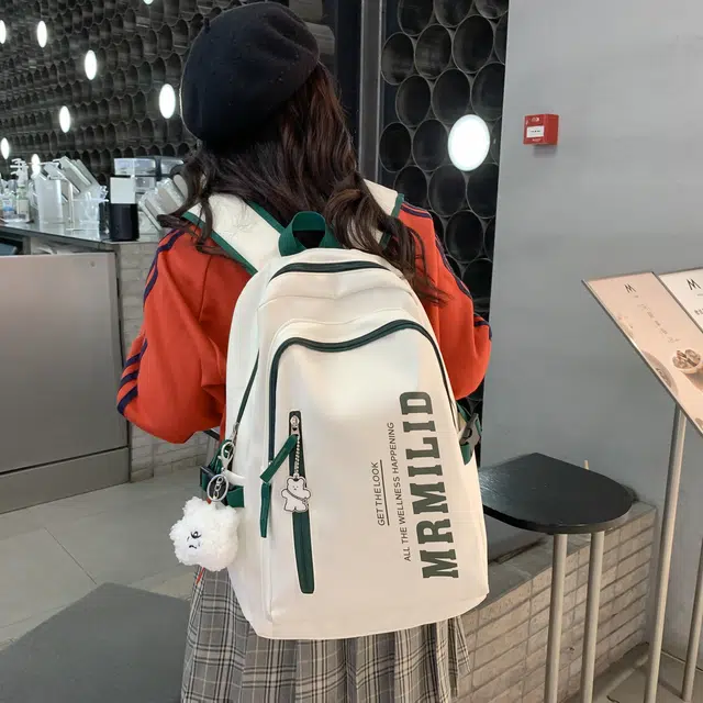 科物酷 百搭撞色初中高颜值背包高中大学设计感小众 尼龙 双肩包 男女同款情侣款 多色