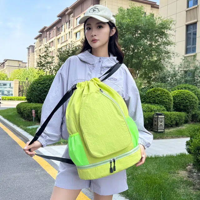 科物酷 轻便羽毛球束口袋运动包背包网球包便携球袋 牛津布 双肩包 男女同款情侣款 灰色/黑色/紫色/粉色/米白色/绿色
