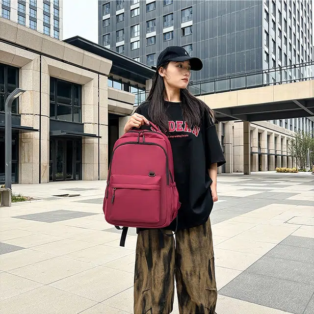 科物酷 简约纯色大容量外出旅行 尼龙 双肩包 男女同款情侣款 多色