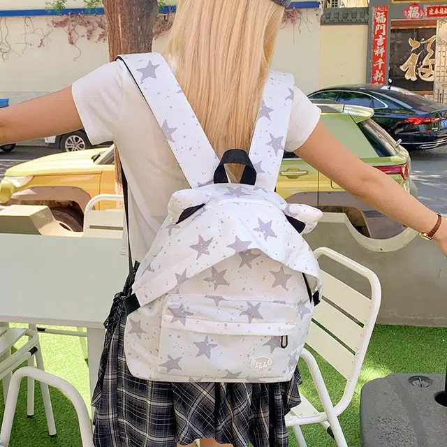 科物酷 可爱毛绒猫耳通勤百搭学院风 尼龙布 双肩包 女款 多色