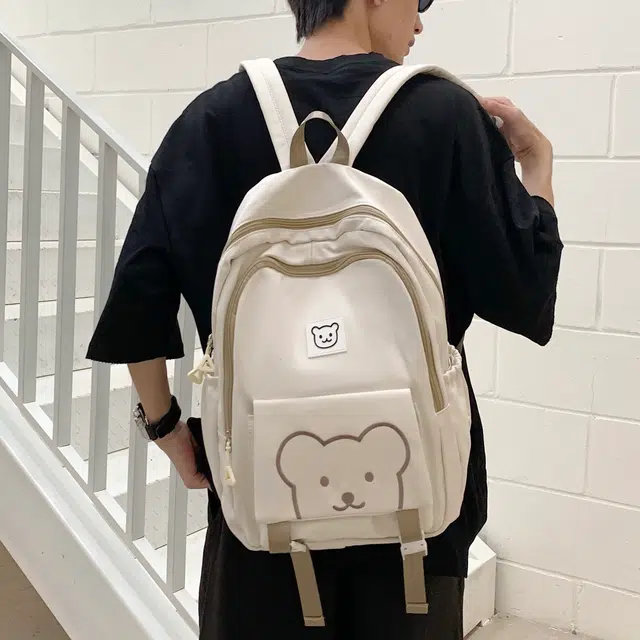 科物酷 韩版学院风高中初中可爱小熊背包 牛津布 双肩包 男女同款情侣款 多色