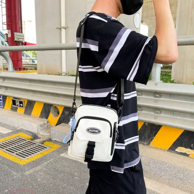 科物酷 背包潮牌时尚休闲个性手机百搭 尼龙布 斜挎单肩包 男女同款情侣款 灰色/黑色/蓝色/白色