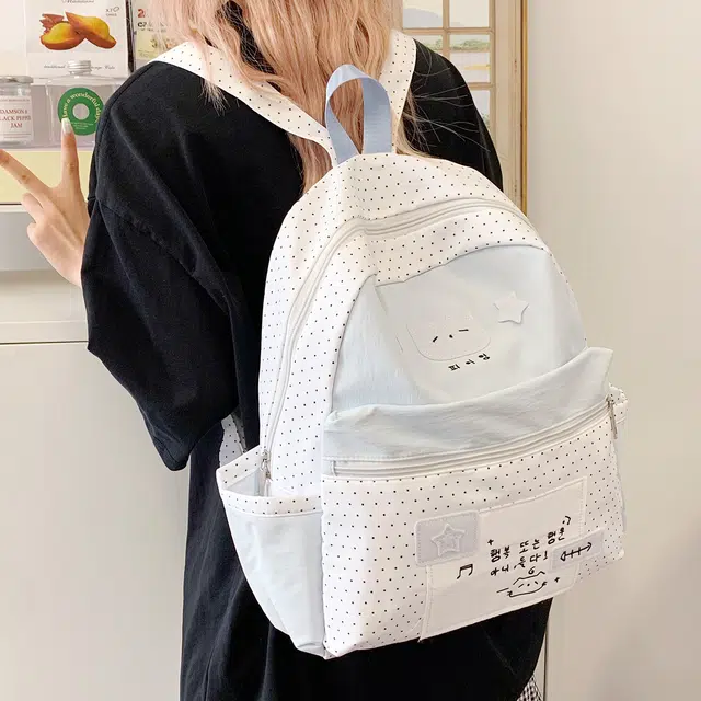 科物酷 卡通高颜值大容量休闲通勤 尼龙布 双肩包 常规 女款 黑色/白色