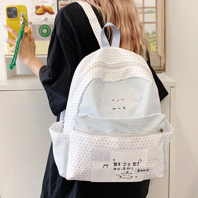 科物酷 卡通高颜值大容量休闲通勤 尼龙布 双肩包 常规 女款 黑色/白色
