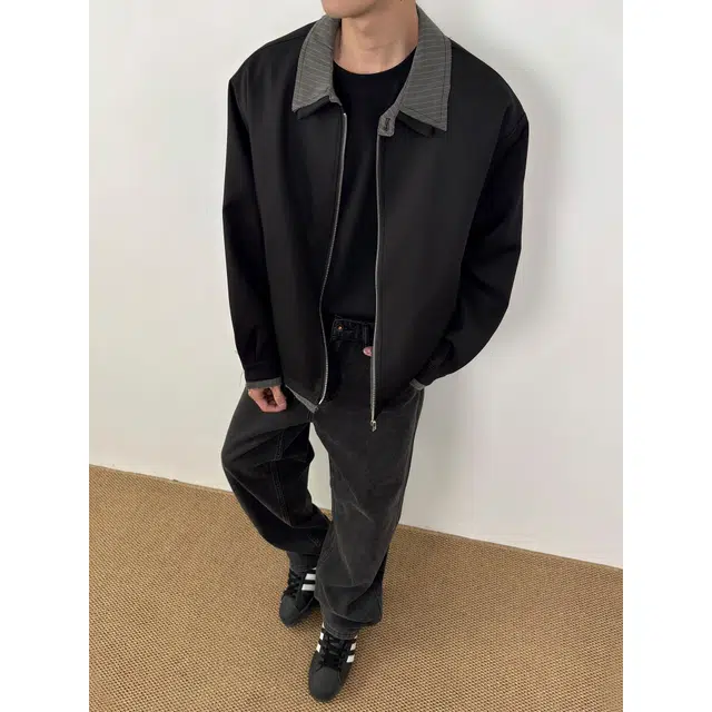 微牛 高智感双层领极简风假两件条纹衬衫拼接美式街头哈灵顿飞行员少年感日常休闲翻领长袖行政夹克外套 男女同款