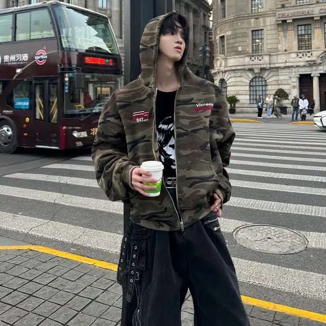 一碗士多 美式复古刺绣潮流百搭日常出行开衫外套卫衣 男女同款