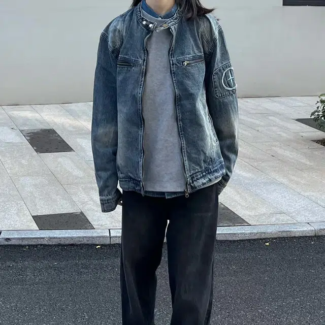 地界二 美式高街复古潮流舒适百搭牛仔外套 男女同款