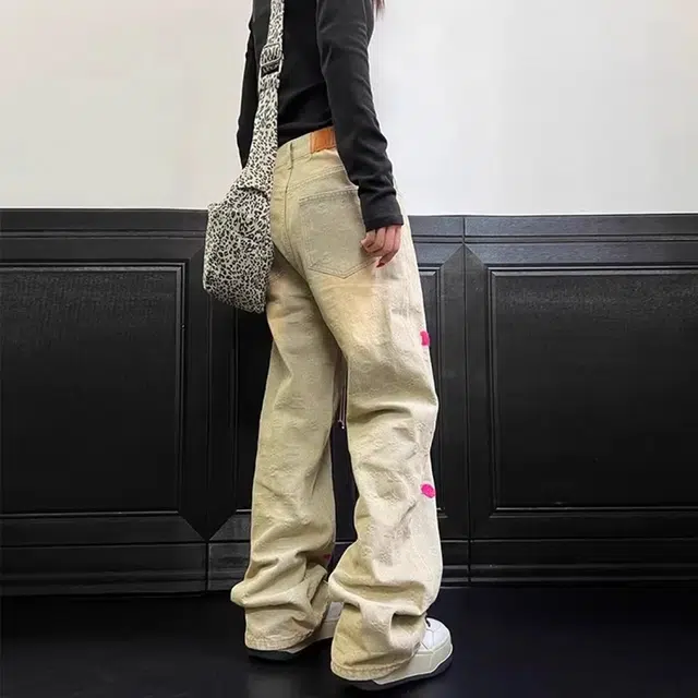 悍戈 美式复古高街风百搭多元素设计长裤牛仔裤 男女同款