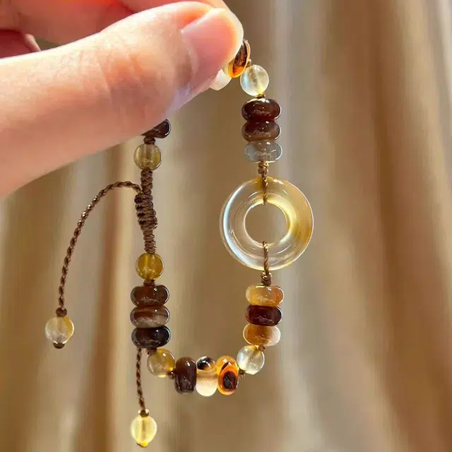 素于 新中式复古平安扣国风手饰精致高颜值时尚创意小众设计感日常通勤高级感气质配饰 好运 织物 手绳 男女同款情侣款