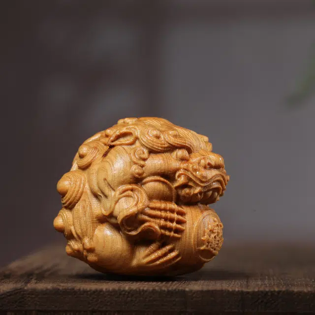 素于 国潮潮玩创意雕刻工艺品吉祥物招财貔貅吉祥如意心想事成财运亨通随身办公家居好运 崖柏 把件 男女同款情侣款
