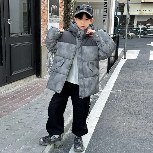 俞兆林棉衣 拼色连帽舒适百搭长袖 灰色 儿童款