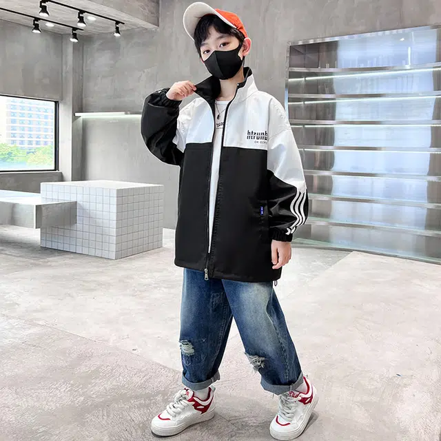 俞兆林上装 洋气时尚百搭拼色 黑色 中小童