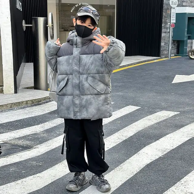 俞兆林棉衣 拼色连帽舒适百搭长袖 灰色 儿童款