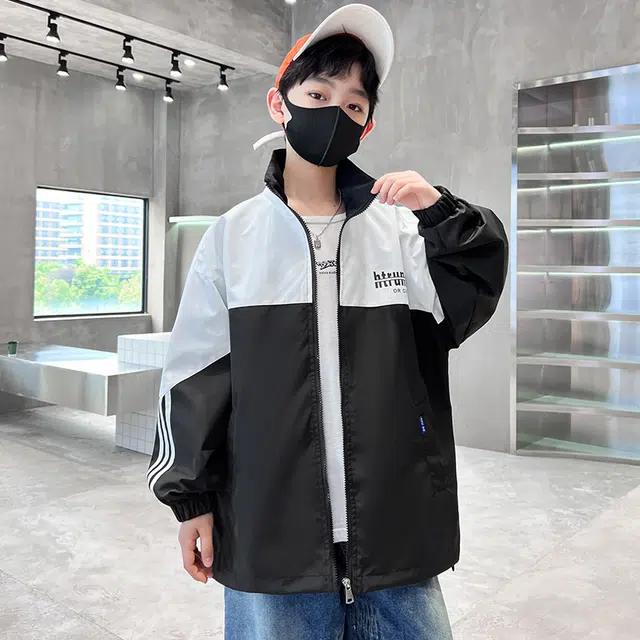 俞兆林上装 洋气时尚百搭拼色 黑色 中小童
