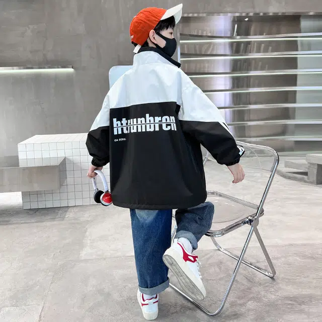 俞兆林上装 洋气时尚百搭拼色 黑色 中小童