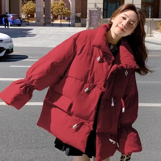 俞兆林 时尚潮流牛角扣外套宽松休闲百搭长袖面包服棉服 女款