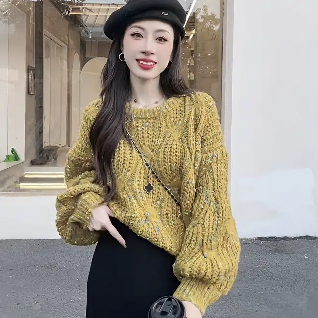 俞兆林 灯笼袖宽松外穿慵懒风洋气内搭保暖针织衫 女款