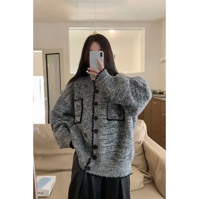 俞兆林 宽松休闲外套韩版拼色长袖开衫简约百搭上衣针织衫 女款