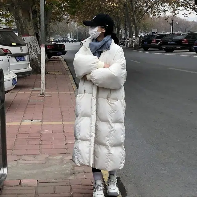 俞兆林 时尚舒适百搭休闲简约设计中长款过膝韩版宽松外套棉服 女款