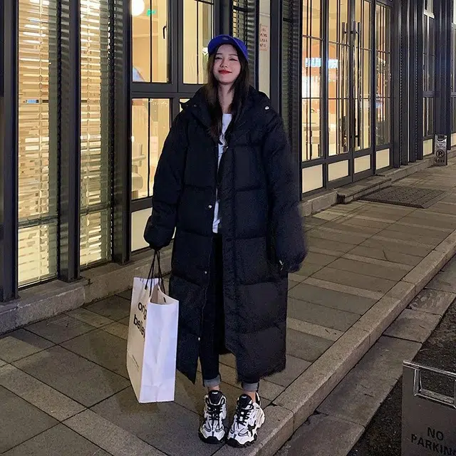 俞兆林 时尚舒适百搭日常休闲简约设计长款过膝韩版宽松外套棉服 女款