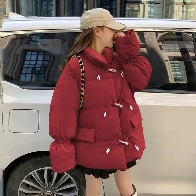 俞兆林 时尚潮流牛角扣外套宽松休闲百搭长袖面包服棉服 女款