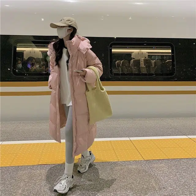 俞兆林 学院风舒适百搭休闲中长款过膝简约设计韩版外套棉服 女款