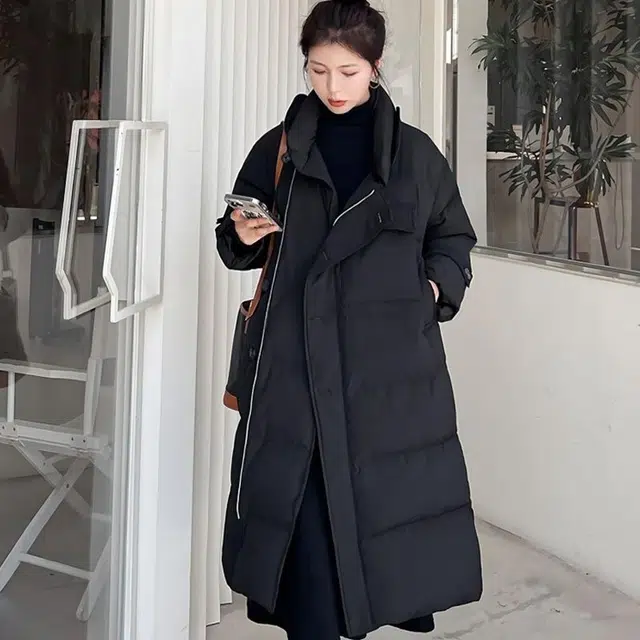 俞兆林 时尚简约舒适百搭中长款韩版休闲设计感过膝宽松棉服 女款