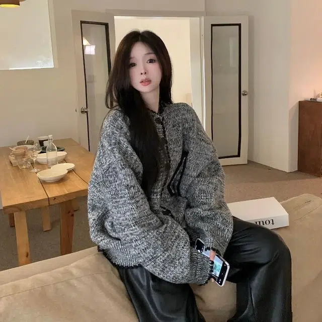 俞兆林 宽松休闲外套韩版拼色长袖开衫简约百搭上衣针织衫 女款