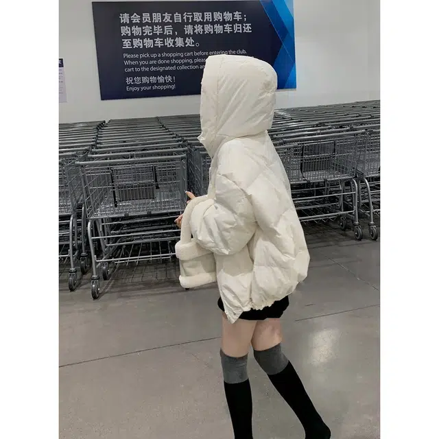 俞兆林 时尚复古甜美连帽韩系宽松简约百搭长袖外套棉服 女款