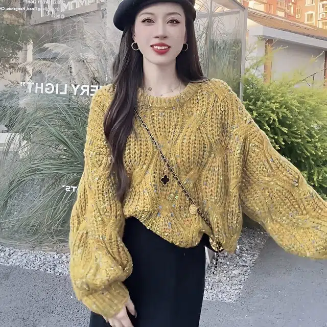 俞兆林 灯笼袖宽松外穿慵懒风洋气内搭保暖针织衫 女款