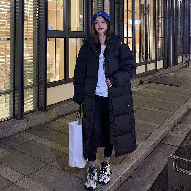 俞兆林 时尚舒适百搭日常休闲简约设计长款过膝韩版宽松外套棉服 女款