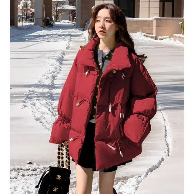 俞兆林 时尚潮流牛角扣外套宽松休闲百搭长袖面包服棉服 女款