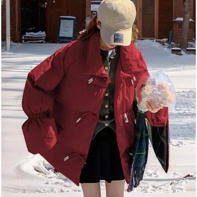 俞兆林 时尚潮流牛角扣外套宽松休闲百搭长袖面包服棉服 女款