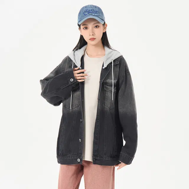 帕丁顿熊 美式高街复古十字架宽松防风休闲水洗做旧牛仔外套 男女同款